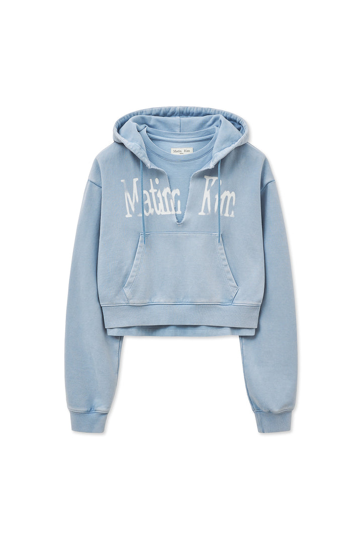 Matin Kim Washed Layered Crop Hoody Sky