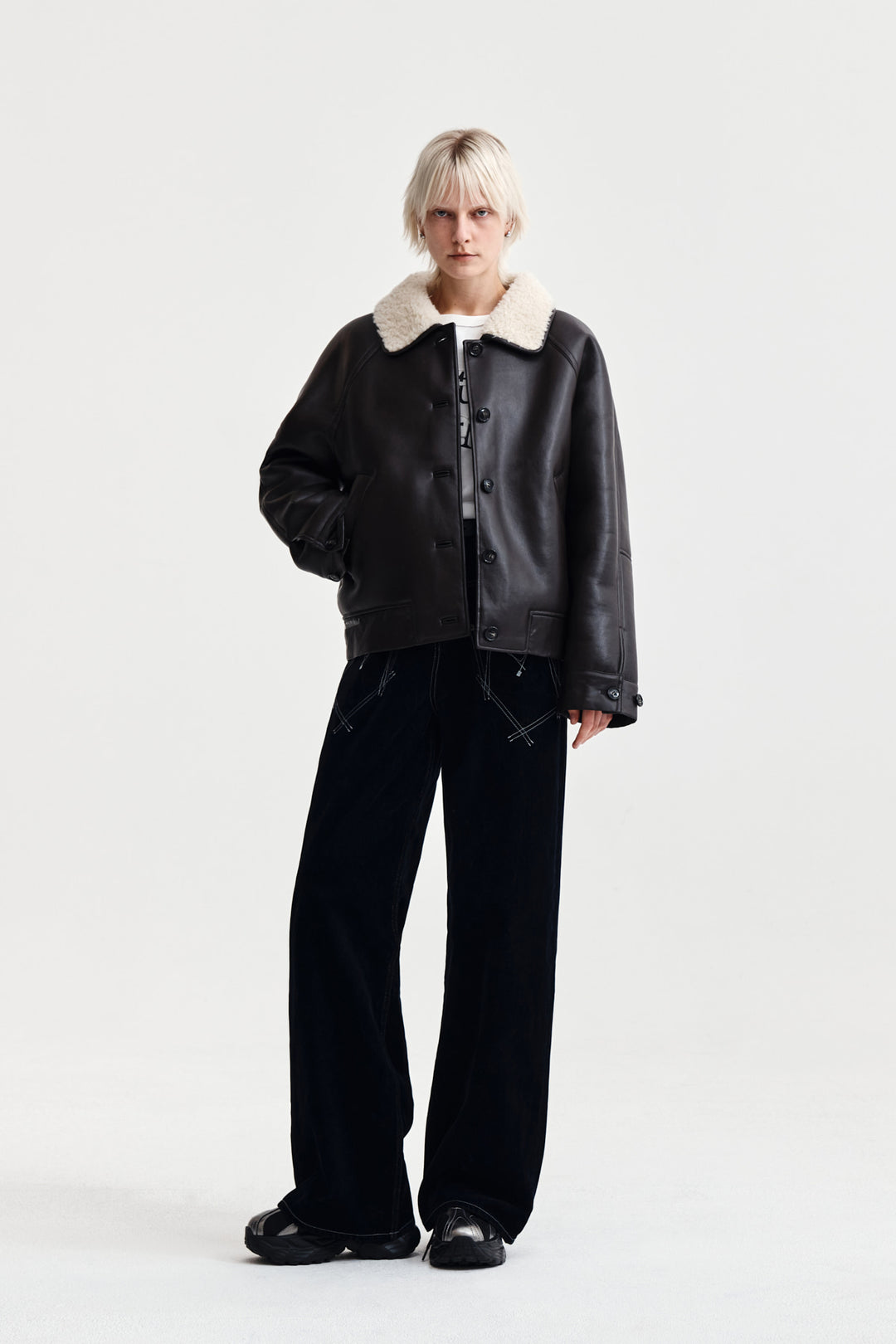 Matin Kim Fur Collar Mustang Jumper Dark — Brown