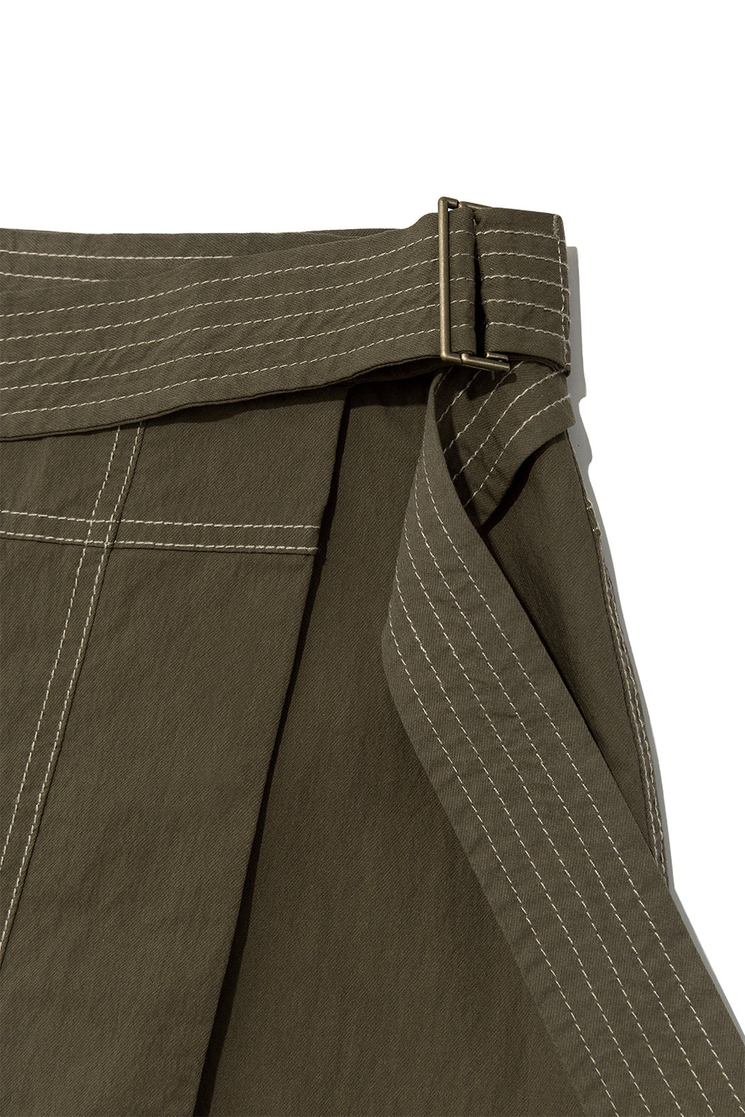 Matin Kim Stitch Point Belted Wrap Skirt — Khaki