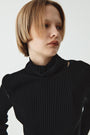KIMMATIN Neck Slit Turtleneck Pullover — Black