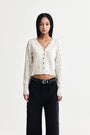 Matin Kim All Over Logo Crop Cardigan — Ivory