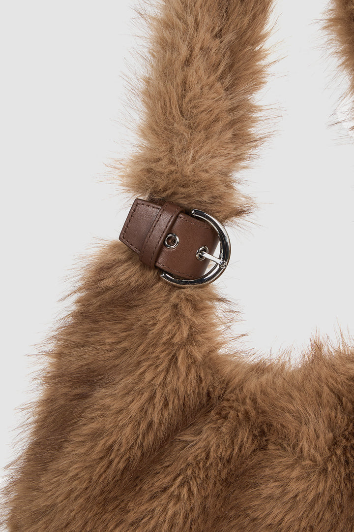 KIMMATIN Fur Triangle Shoulder Bag — Brown
