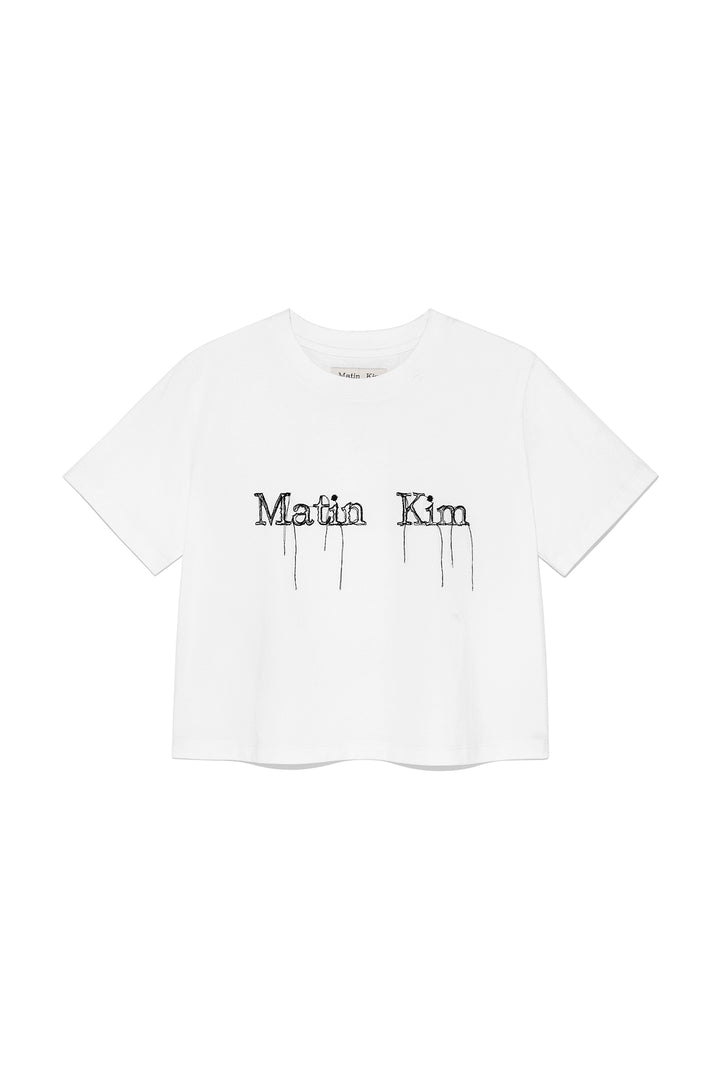 Matin Kim Logo Thread Point Crop Top — White