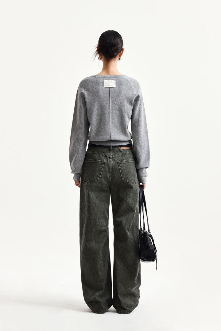 Matin Kim Raglan Sleeve Knit Pullover — Gray