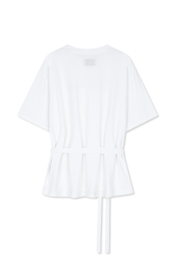 Matin Kim Tie Detail Draped Logo Top — White
