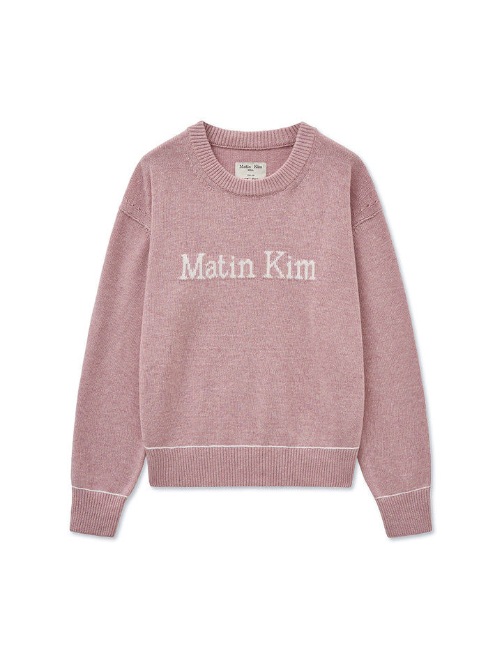 Matin Kim Color Trim Line Logo Pullover — Pink