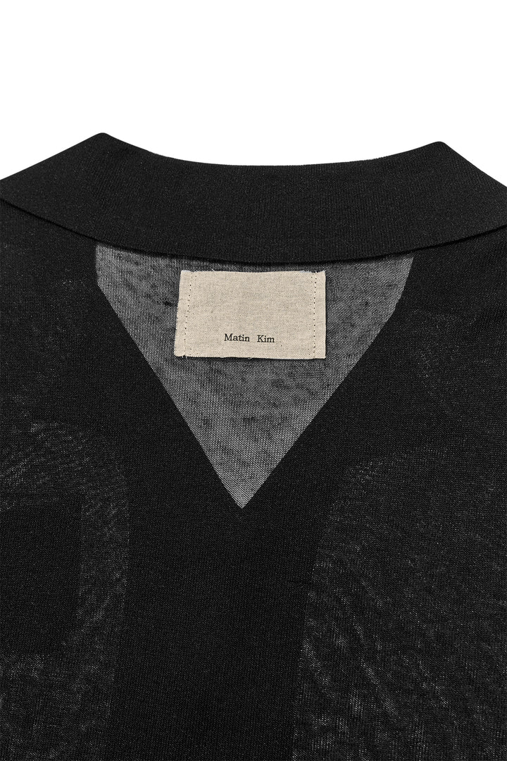 Matin Kim String Point Plain Long Cardigan — Black