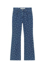Matin Kim Flower Pattern Flare Denim — Blue