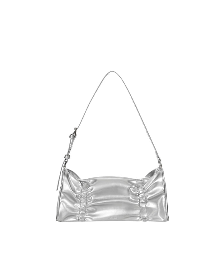 Stand Oil Pleats Bag — Wrinkled Tote — Silver