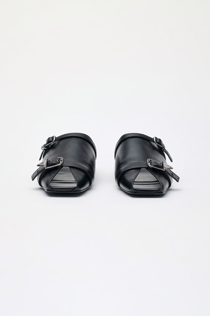 KIMMATIN Open Toe Strap Mule — Black