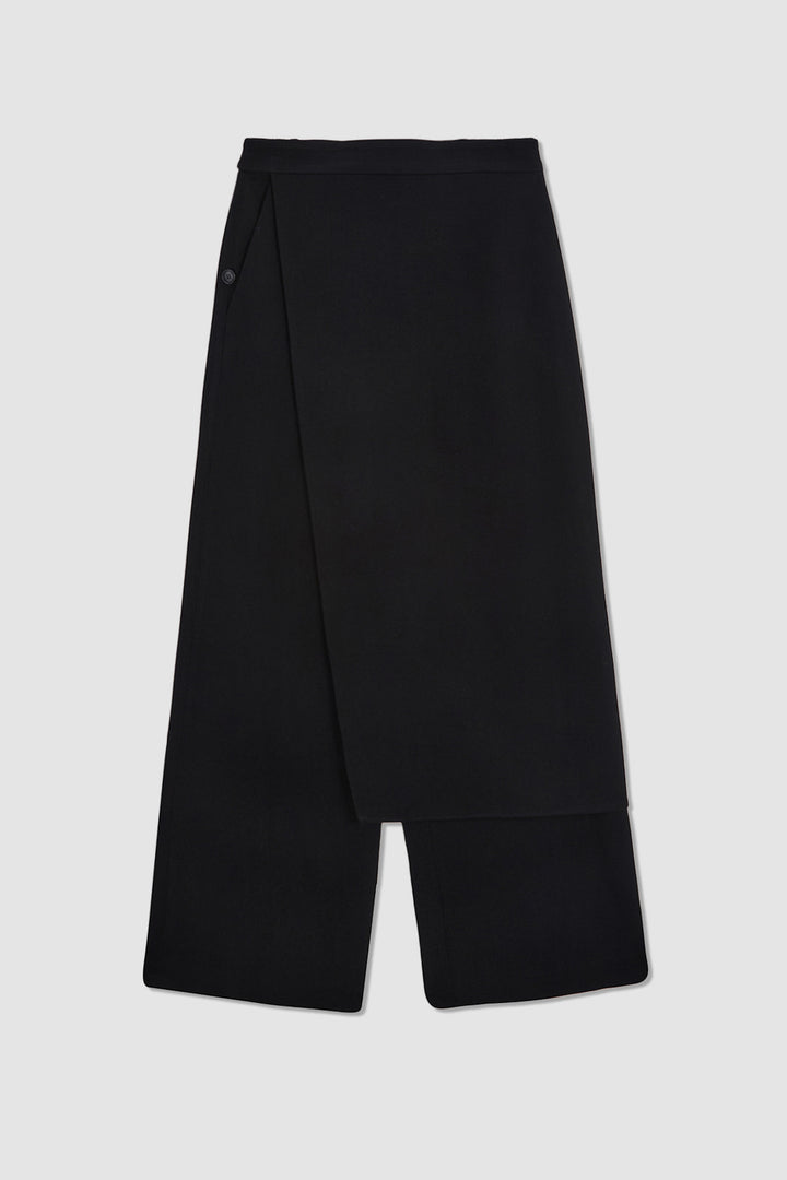 KIMMATIN Skirt Wrap Layered Pants — Black