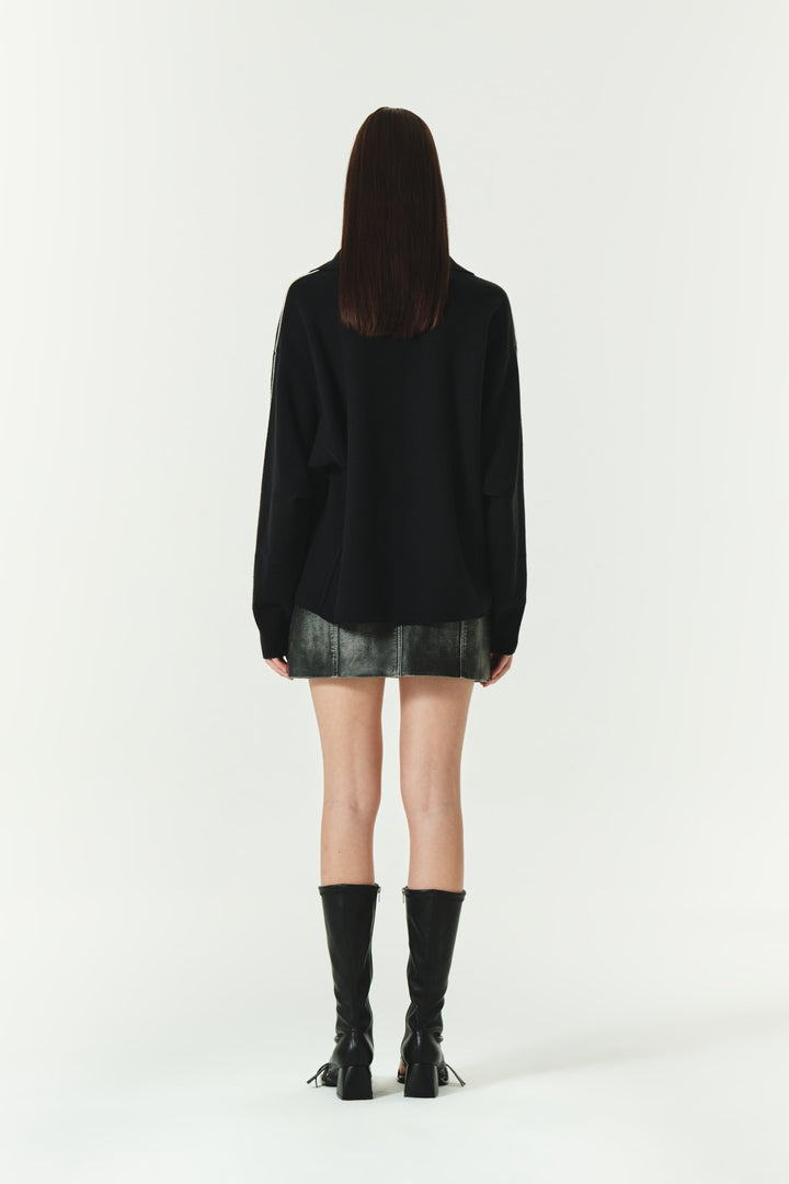 KIMMATIN Oversize Pique Pullover — Black