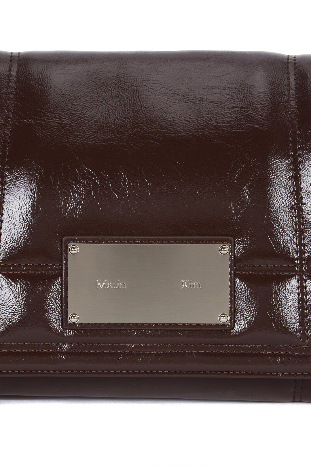 Matin Kim Glossy Quilting Medium Chain Bag — Brown