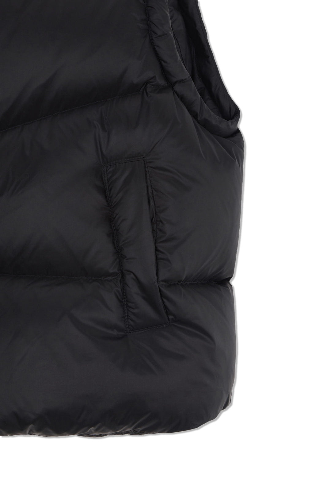 Matin Kim Unbalance Quilted Down Vest — Black