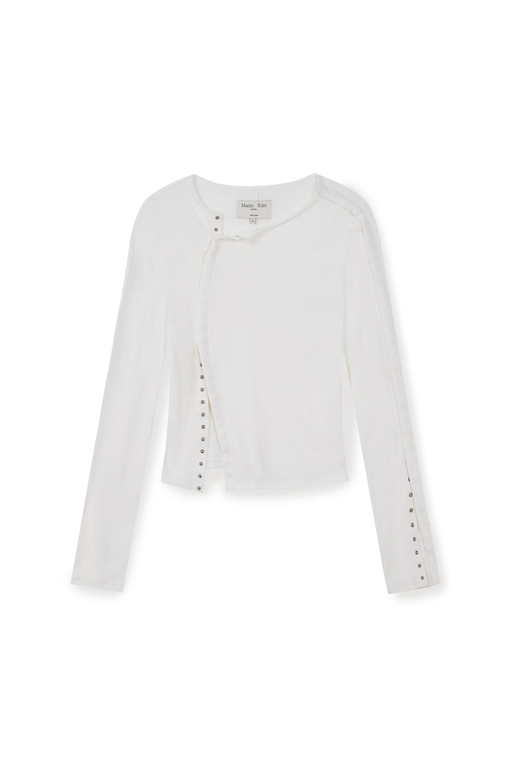 Matin Kim Snap Detail Slim Top — Ivory