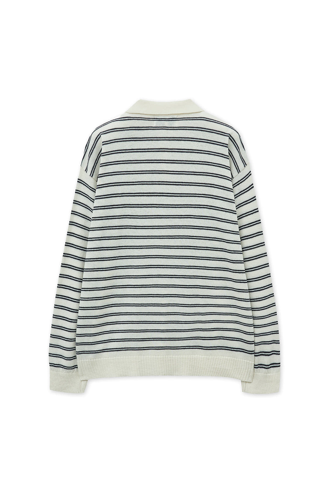 Matin Kim Heart Logo Collar Striped Pullover — Ivory