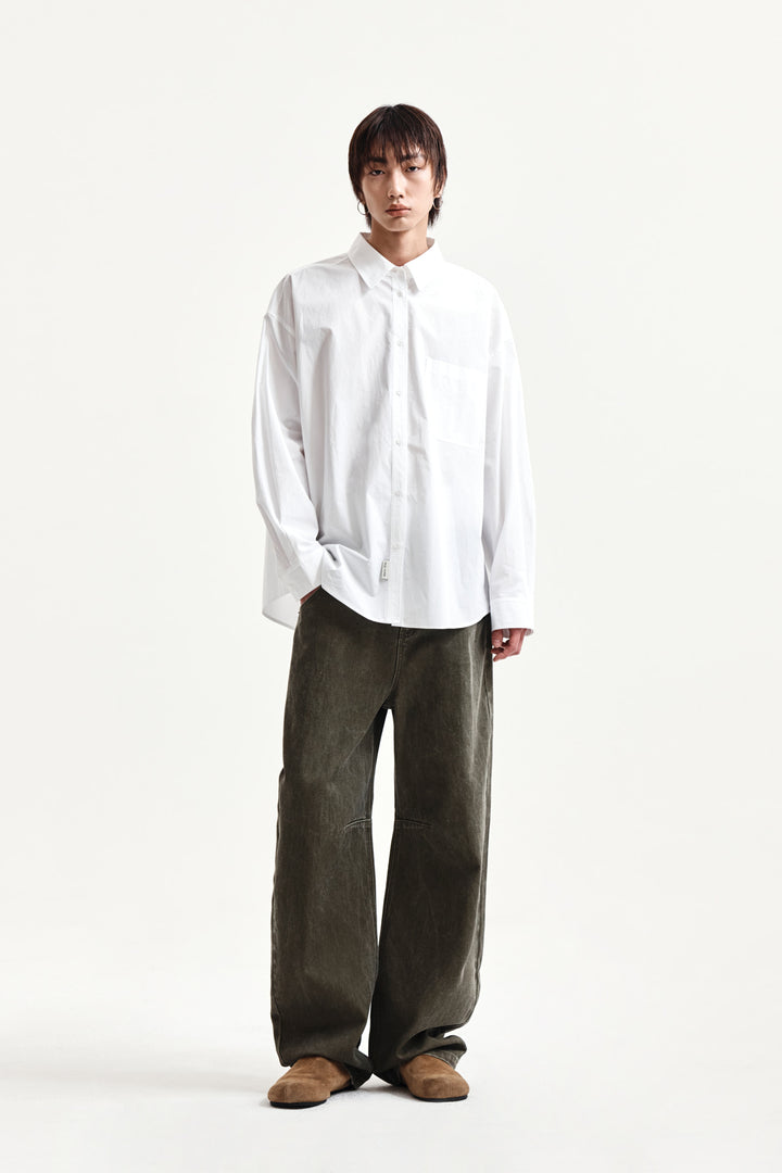 Matin Kim Embroidery Small Logo Shirt — White