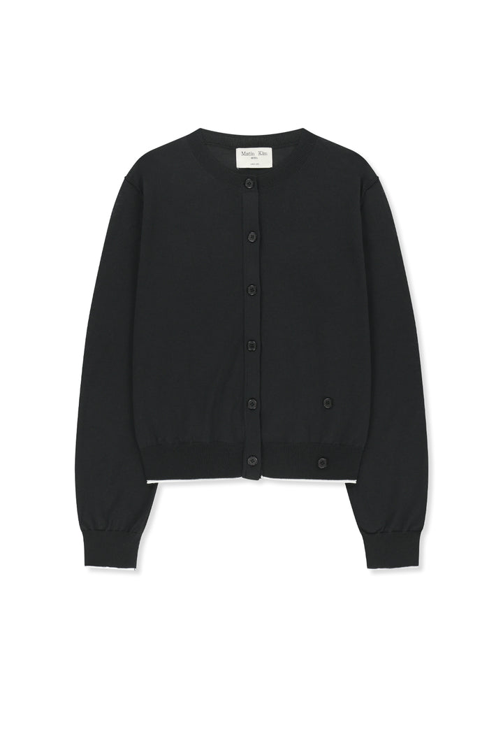 Matin Kim Back Logo Sheer Cardigan — Black