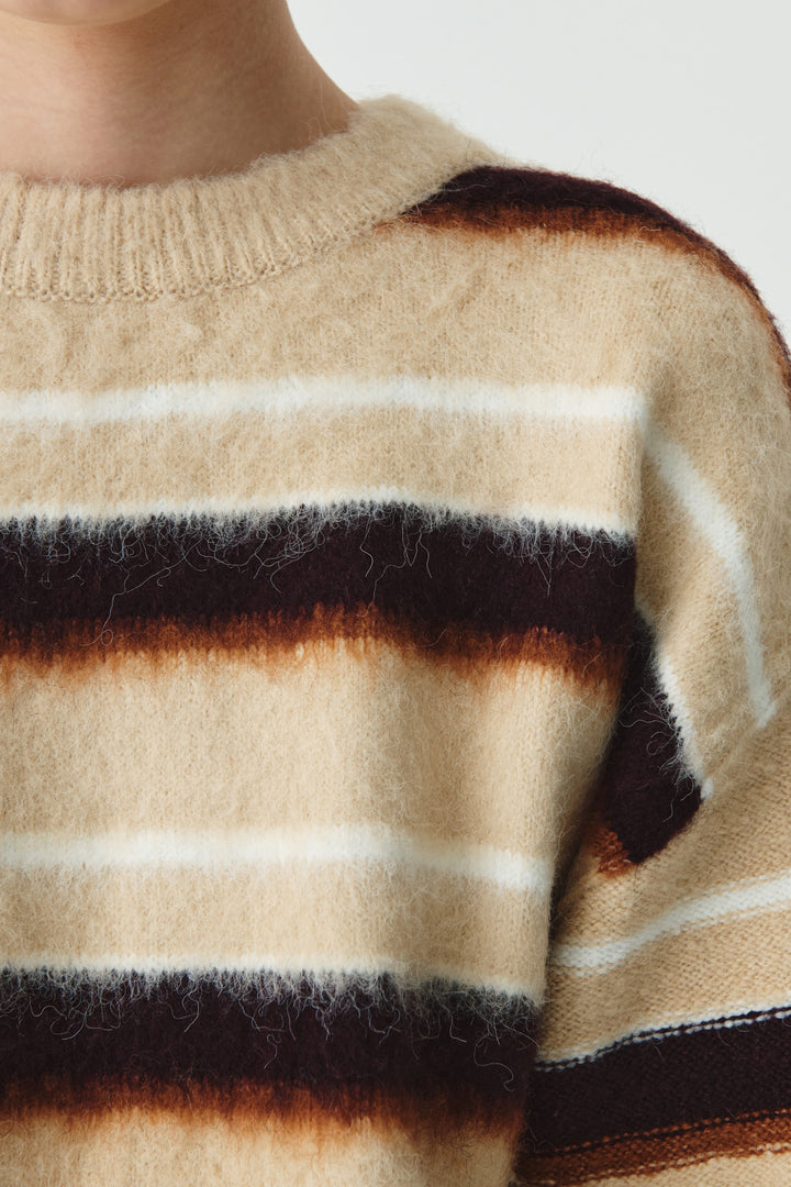 KIMMATIN Multi Stripe Mohair Knit Pullover — Beige