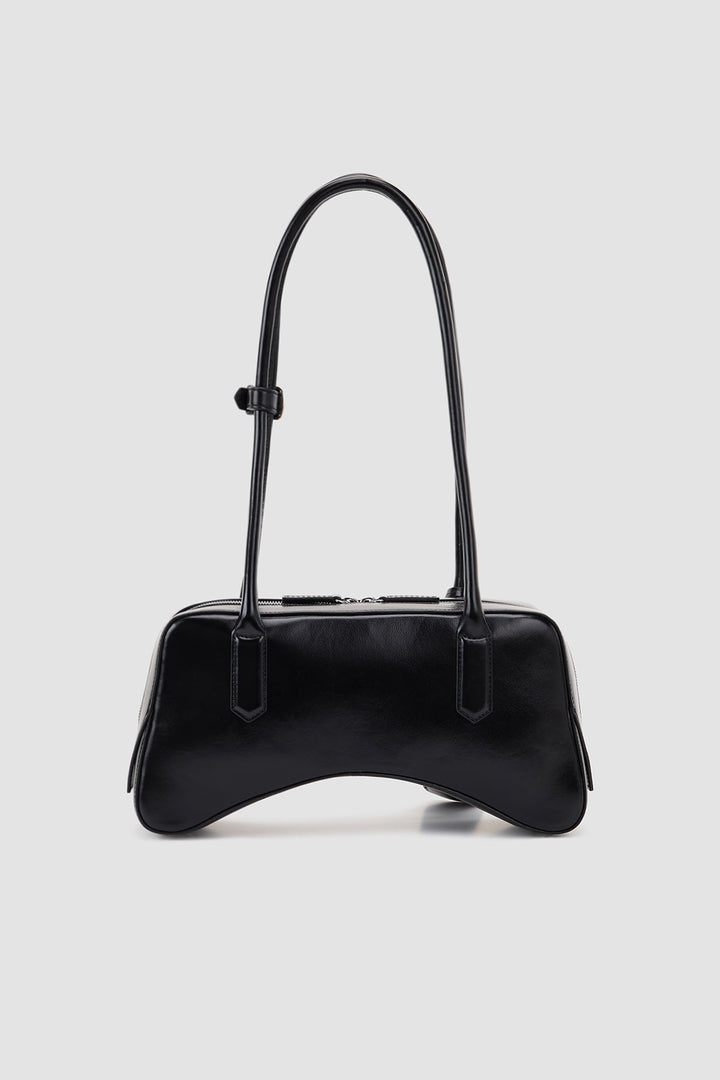 KIMMATIN Arch Shape Leather Bowling Bag — Black