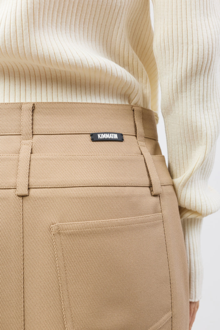 KIMMATIN Back Double Waist Maxi Skirt — Beige