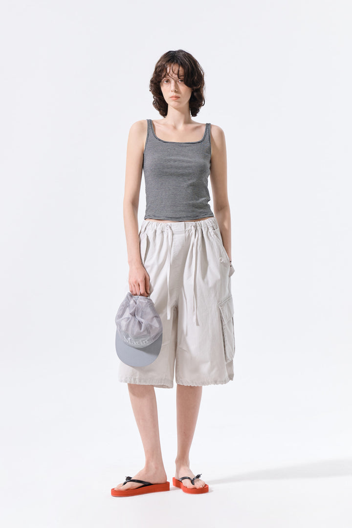 Matin Kim Square Neck Cropped Tank — Black