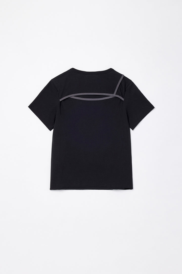 KIMMATIN Back Slit Slim Top — Black