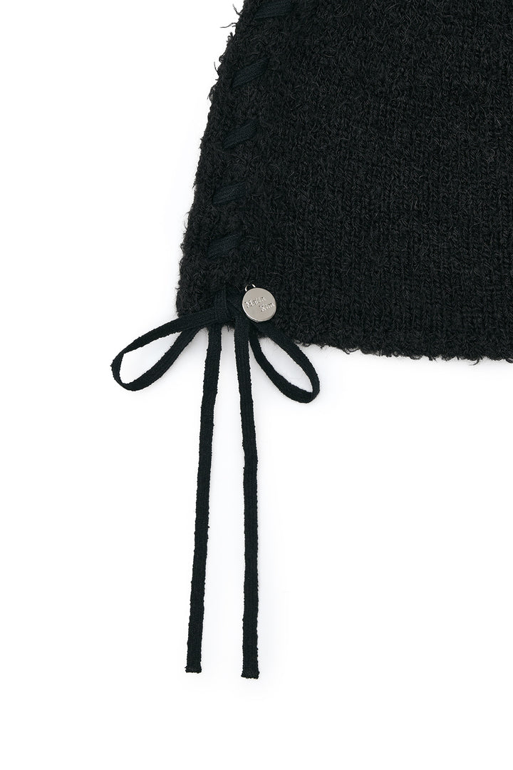 Matin Kim Ribbon Tie Knit Beanie — Black