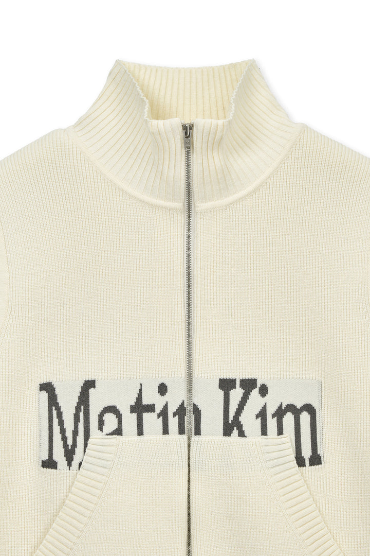 Matin Kim Spell Point Knit Zip Up Vest — Ivory