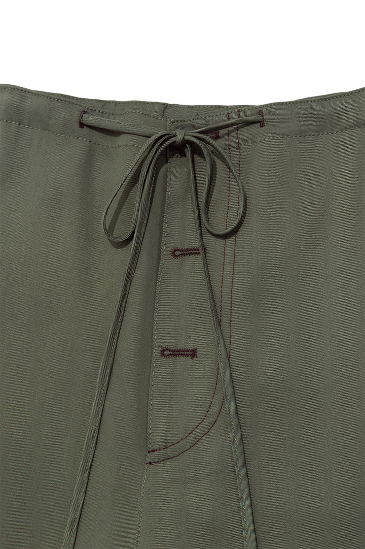 Matin Kim Button Point String Wide Pants — Khaki