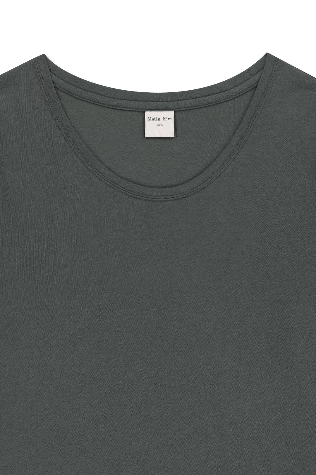 Matin Kim Label Point U Neck Top — Charcoal