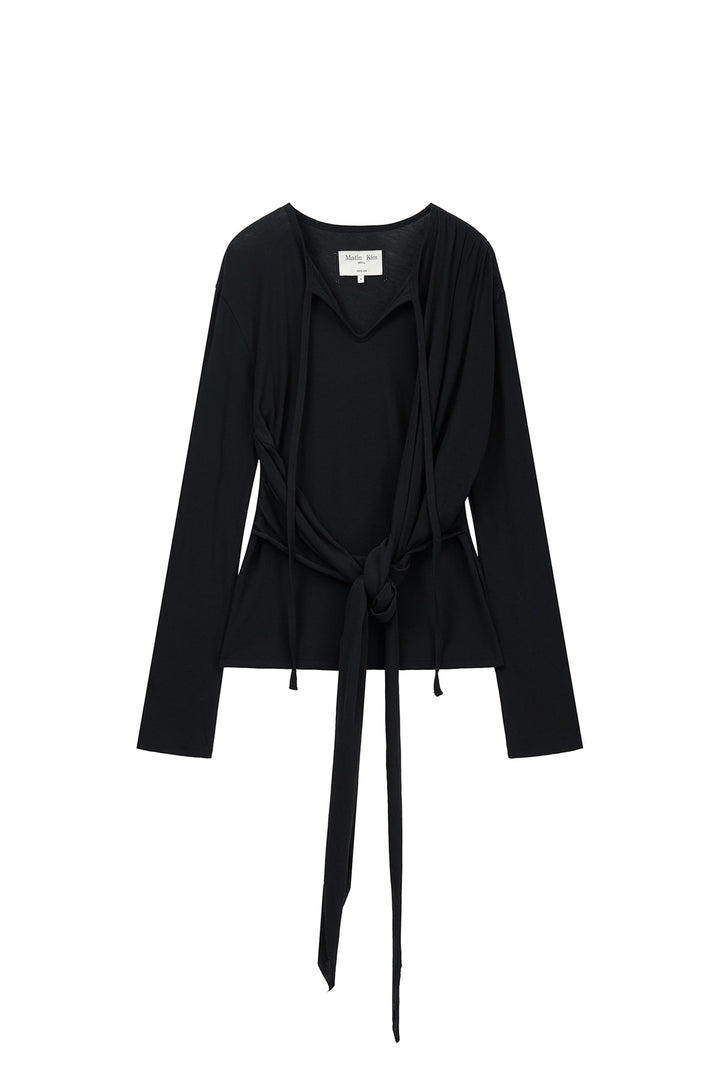 Matin Kim Tied Drapery Top — Black
