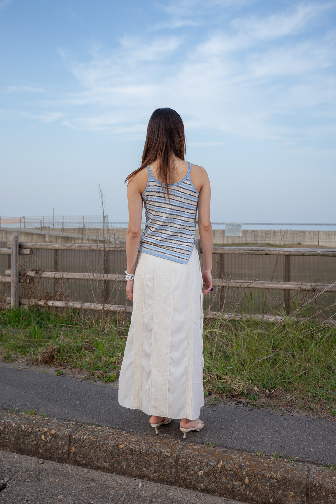 Matin Kim Multi Stripe Sleeveless Knit Top — Blue