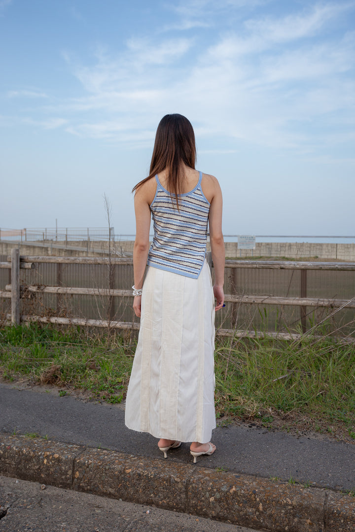 Matin Kim Multi Stripe Sleeveless Knit Top — Blue