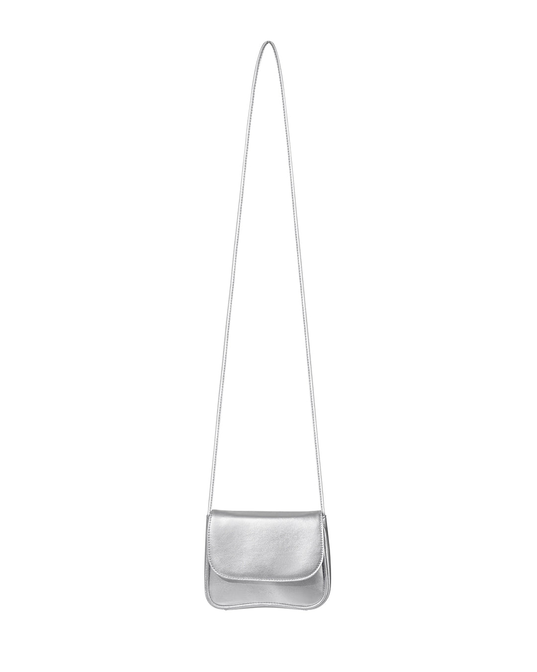 Stand Oil Cookie Bag — Glossy Shoulder Crossbody — Silver
