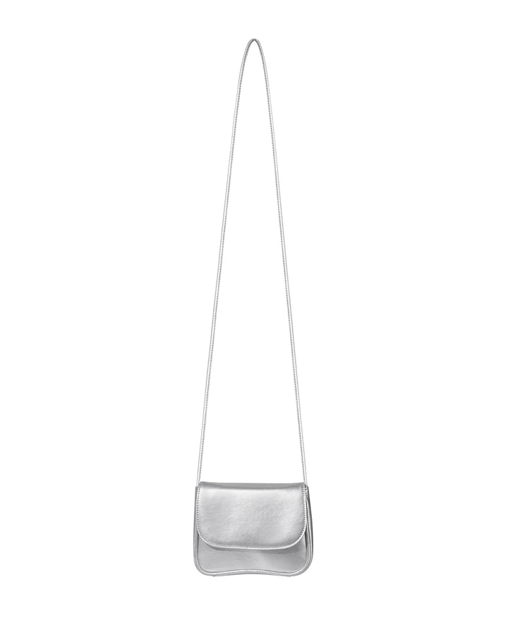 Stand Oil Cookie Bag — Glossy Shoulder Crossbody — Silver