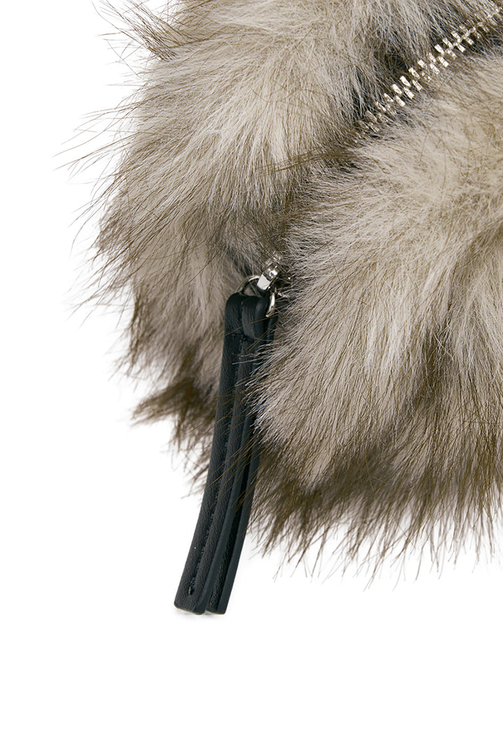 Matin Kim Hairy Fur Mini Cube Pouch — Beige