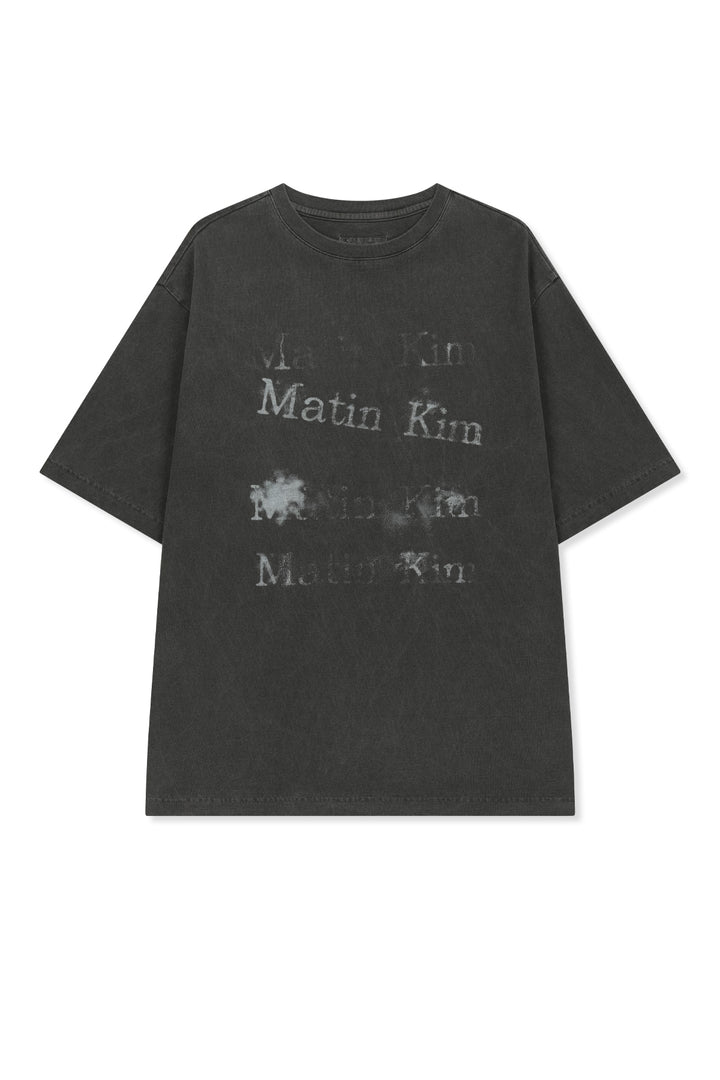 Matin Kim Pigment Graffiti Logo Tee — Charcoal