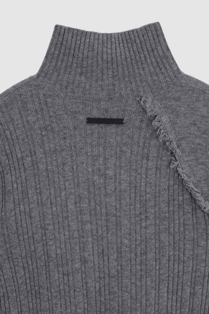 KIMMATIN Unbalance Fringe Knit Dress — Gray