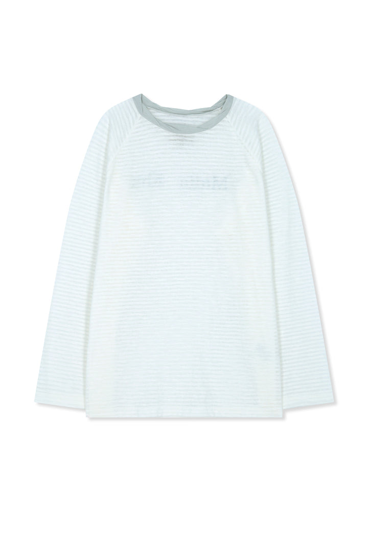 Matin Kim Twist Boat Neck Stripe Logo Top — White