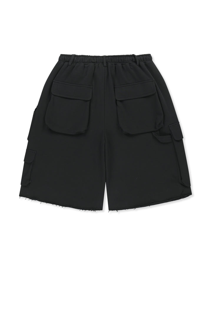 Matin Kim Terry Utility Pocket Bermuda — Black