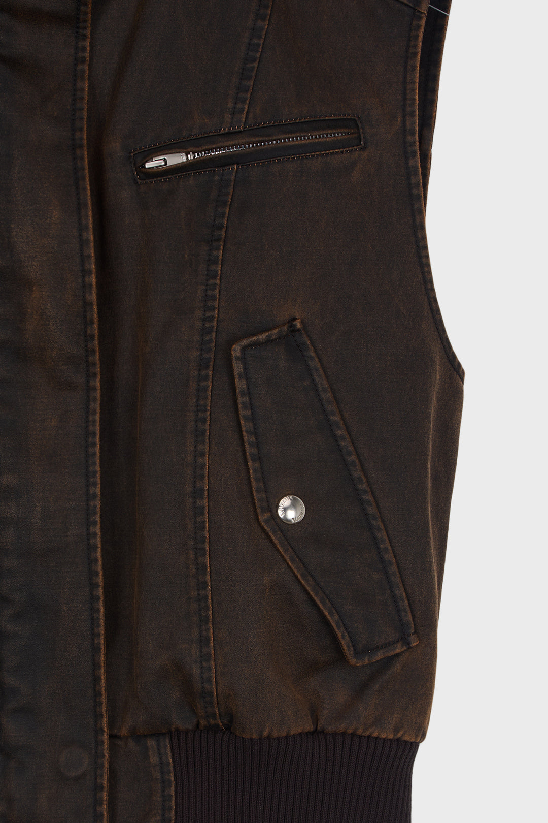 KIMMATIN Washed Blouson Vest — Brown