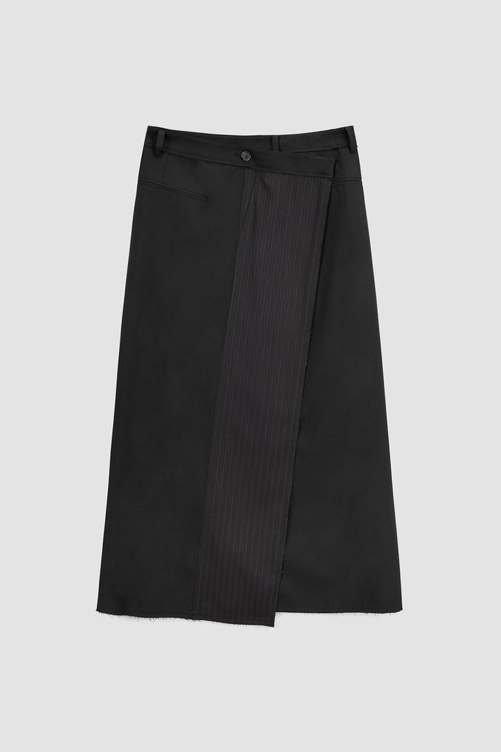 KIMMATIN Stripe Mix Maxi Wrap Skirt — Black