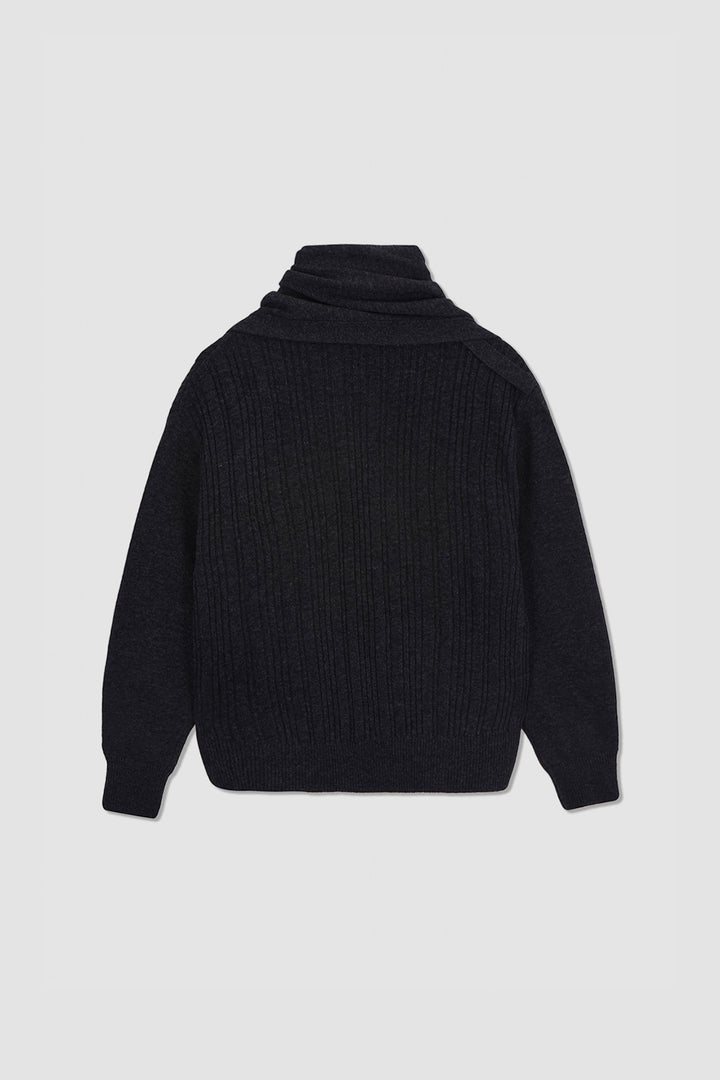 KIMMATIN Muffler Cardigan — Charcoal