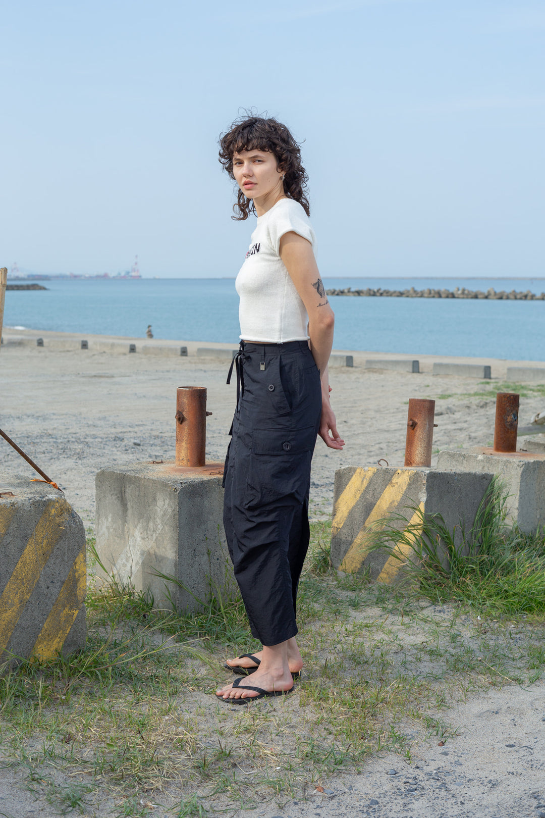 Matin Kim String Nylon Cargo Skirt — Black