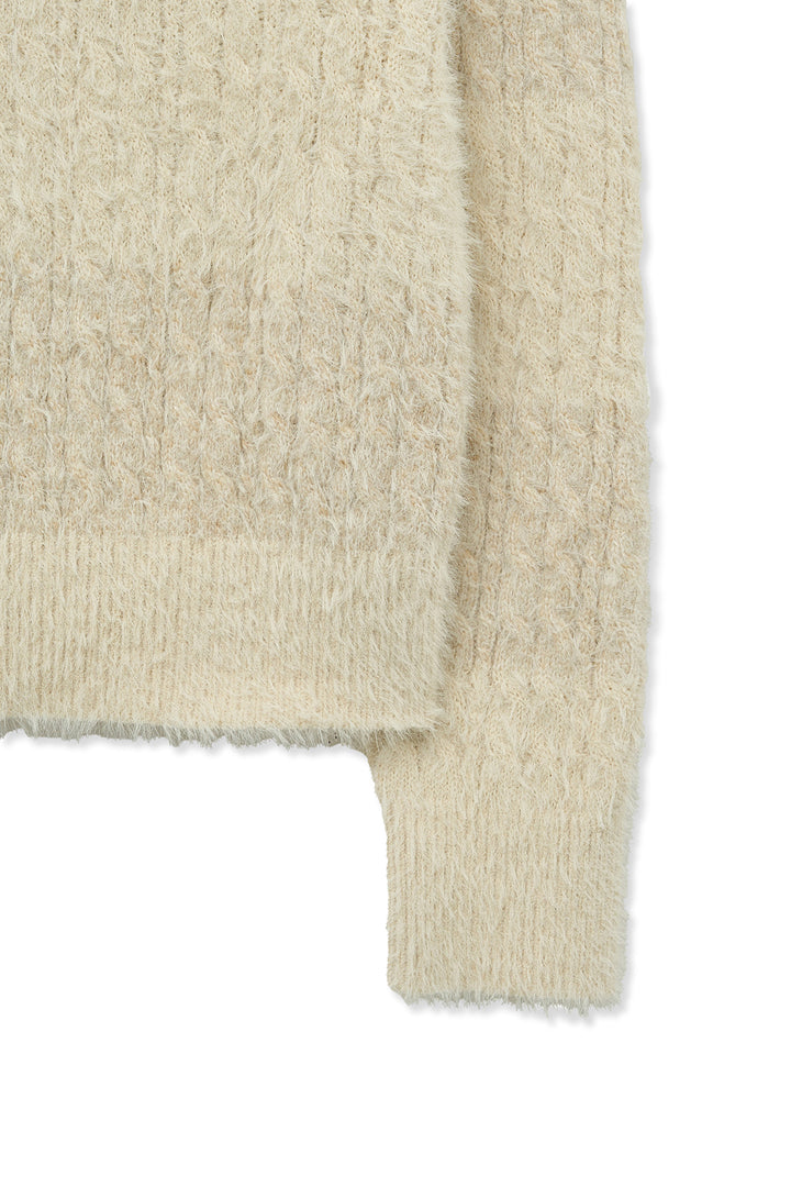 Matin Kim Hairy Cable Knit Pullover Light — Beige