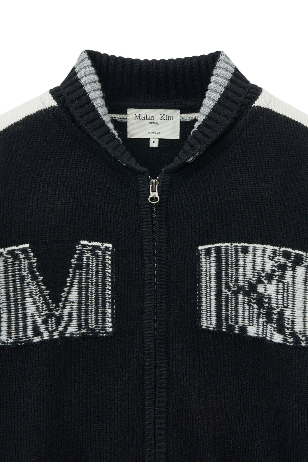 Matin Kim Initial Knit Zip Up — Black