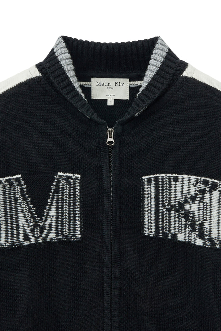 Matin Kim Initial Knit Zip Up — Black