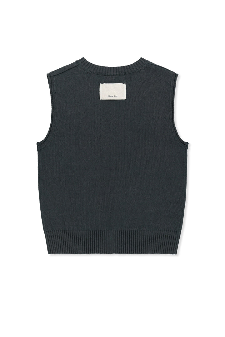 Matin Kim Pocket Washed Knit Vest — Charcoal