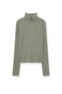 Matin Kim Button Slit Half Neck Top — Beige
